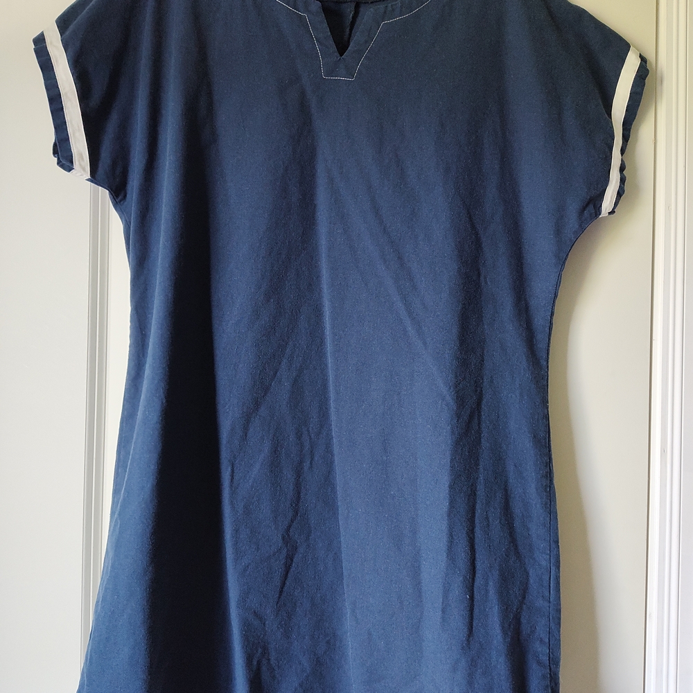 Amaryllis Dark Blue Mini Dress with White Accents